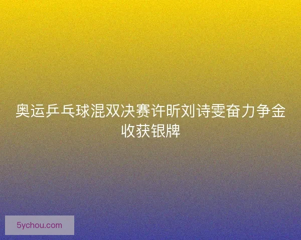 奥运乒乓球混双决赛许昕刘诗雯奋力争金收获银牌
